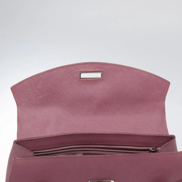 Salvatore Ferragamo Gancini Hand Bag Leather Pink Silver - Picture 13 of 16